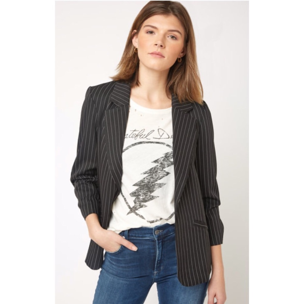 Abbeline Ruched Sleeve Striped Blazer